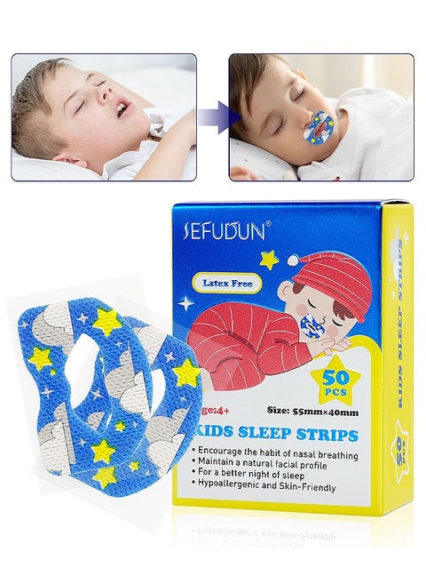 50PCS Kids Sleep Strips, Sleep Patch Gentle Mouth Band Reduces Mouth Breathing Improves Nighttime Sleep And Provides Immediate Snoring Relief