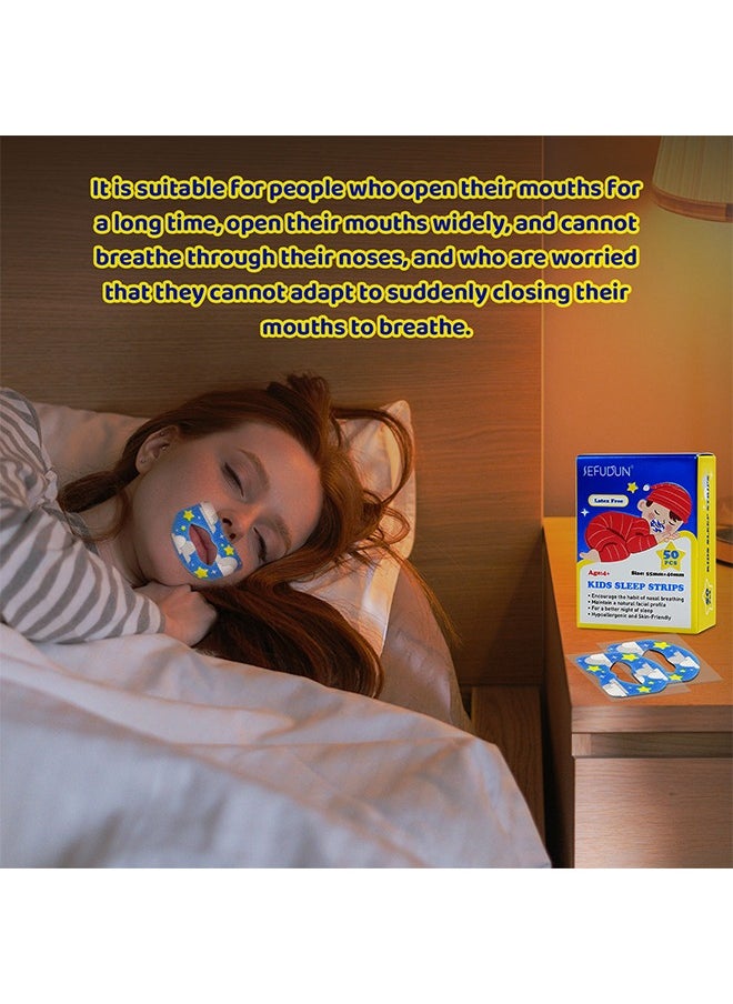 50PCS Kids Sleep Strips, Sleep Patch Gentle Mouth Band Reduces Mouth Breathing Improves Nighttime Sleep And Provides Immediate Snoring Relief