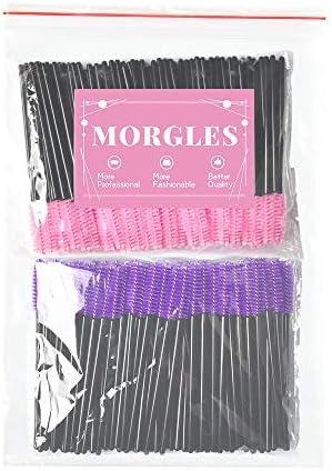 200 قطعة من فرش الماسكارا MORGLES فرش رموش قابلة للتصرف فرشاة حواجب مجموعة مكياج وردي أرجواني