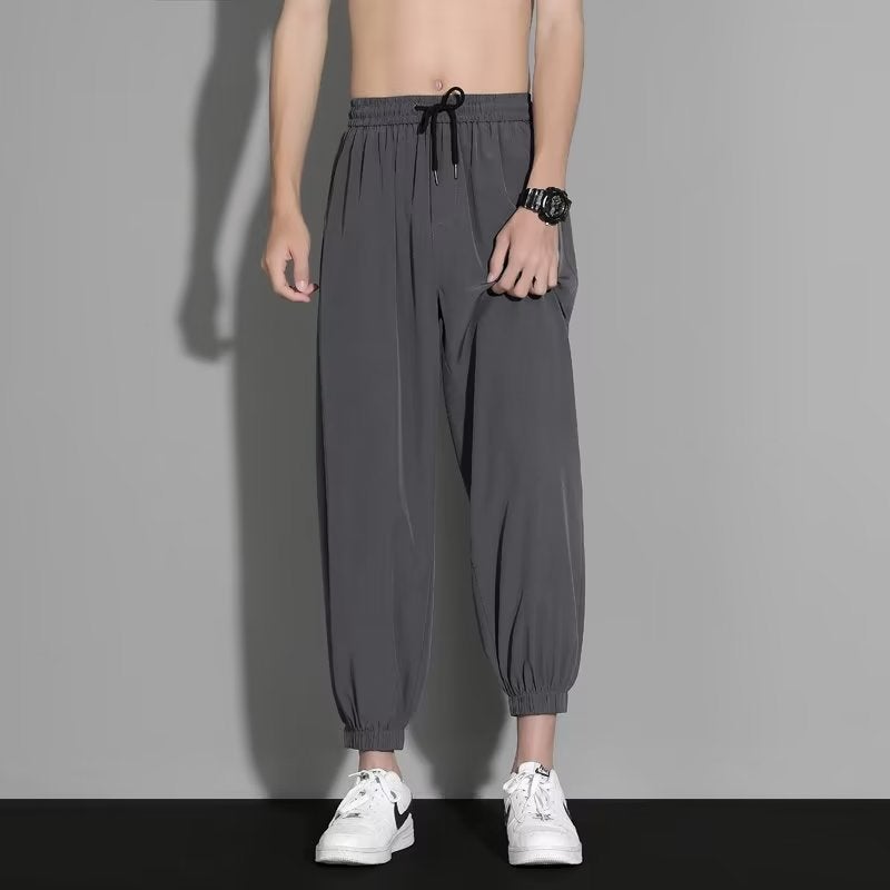 Ice Silk Pants Boys Thin Casual Trousers Loose Large Size Leg-Toe Summer Sports Ankle-Length Pants - Image 4