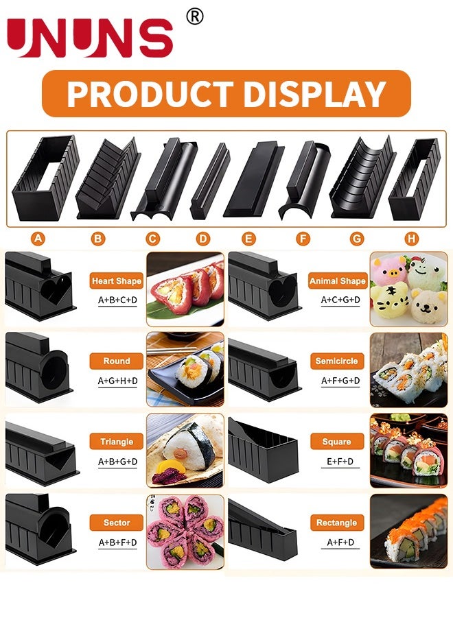 UNUNS - Sushi Making Kit,10PCS DIY Sushi Roller Kit For Beginners,Reusable Rice Roller Mold Sushi Starter Set,Prefect Home Sushi Tool - Image 1