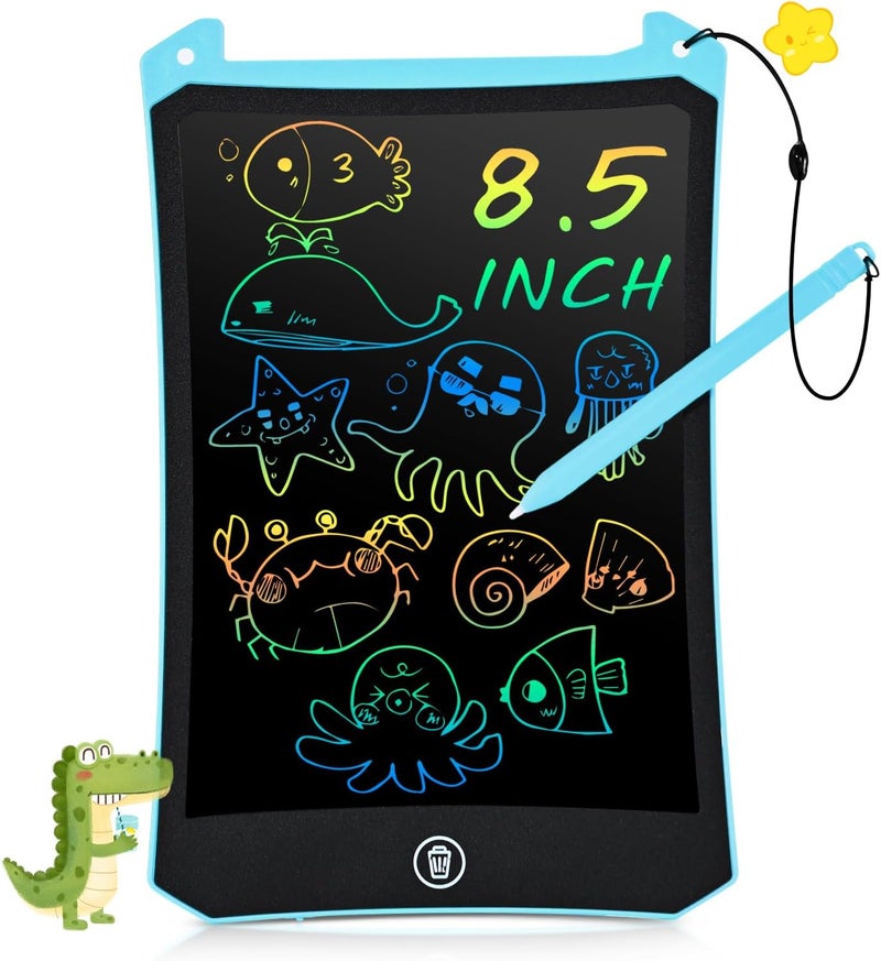 إيوكو لوح كتابة LCD بحجم 8.5 بوصة من للأطفال، لوح كتابة قابل للمسح وإعادة الاستخدام، ألعاب لوحة رسم إلكترونية للأطفال من عمر 3+ سنوات (بنات وأولاد)، ألعاب سفر، هدية عيد ميلاد للأطفال من عمر 3-7 سنوات، أزرق - Image 1