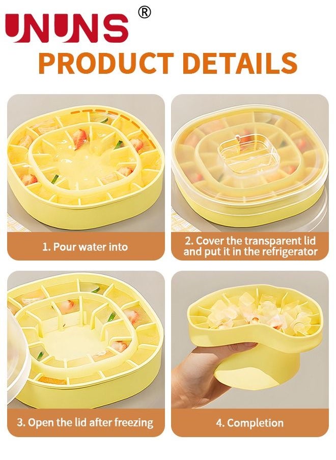 UNUNS - Bucket Shape Ice Cube Maker,Foldable Silicone Ice Bucket With Lid,Stretchable Ice Bucket With Container For Cooling Coffee And Coke Yellow - Image 1
