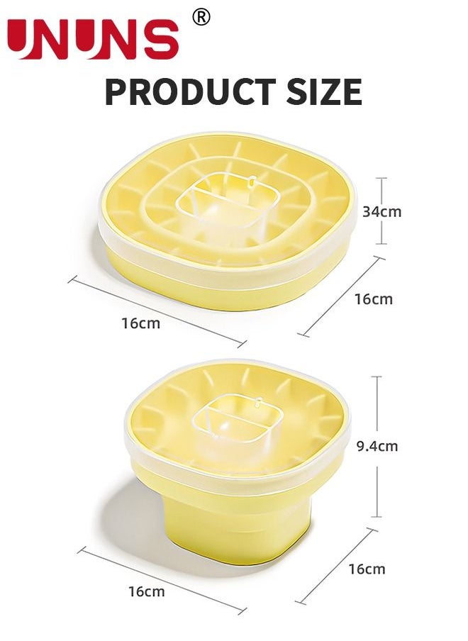 UNUNS - Bucket Shape Ice Cube Maker,Foldable Silicone Ice Bucket With Lid,Stretchable Ice Bucket With Container For Cooling Coffee And Coke Yellow - Image 1