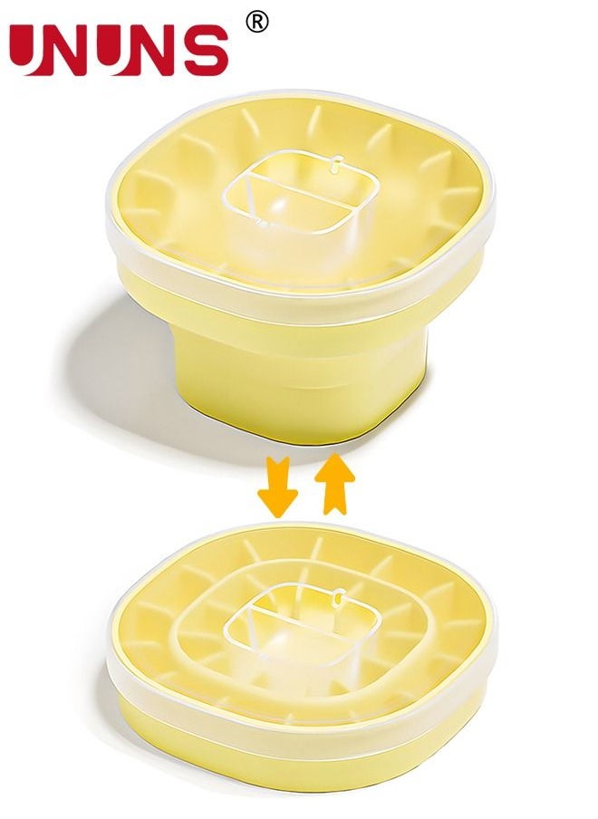 UNUNS - Bucket Shape Ice Cube Maker,Foldable Silicone Ice Bucket With Lid,Stretchable Ice Bucket With Container For Cooling Coffee And Coke Yellow - Image 1