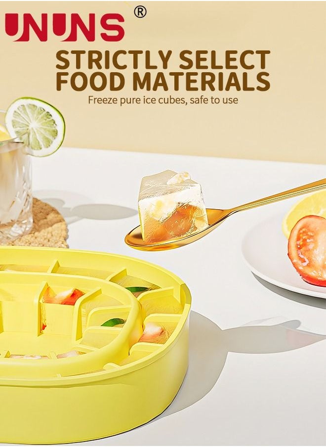 UNUNS - Bucket Shape Ice Cube Maker,Foldable Silicone Ice Bucket With Lid,Stretchable Ice Bucket With Container For Cooling Coffee And Coke Yellow - Image 1