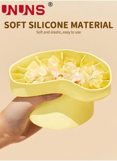 UNUNS Bucket Shape Ice Cube Maker,Foldable Silicone Ice Bucket With Lid,Stretchable Ice Bucket With Container For Cooling Coffee And Coke Yellow  - Image 5