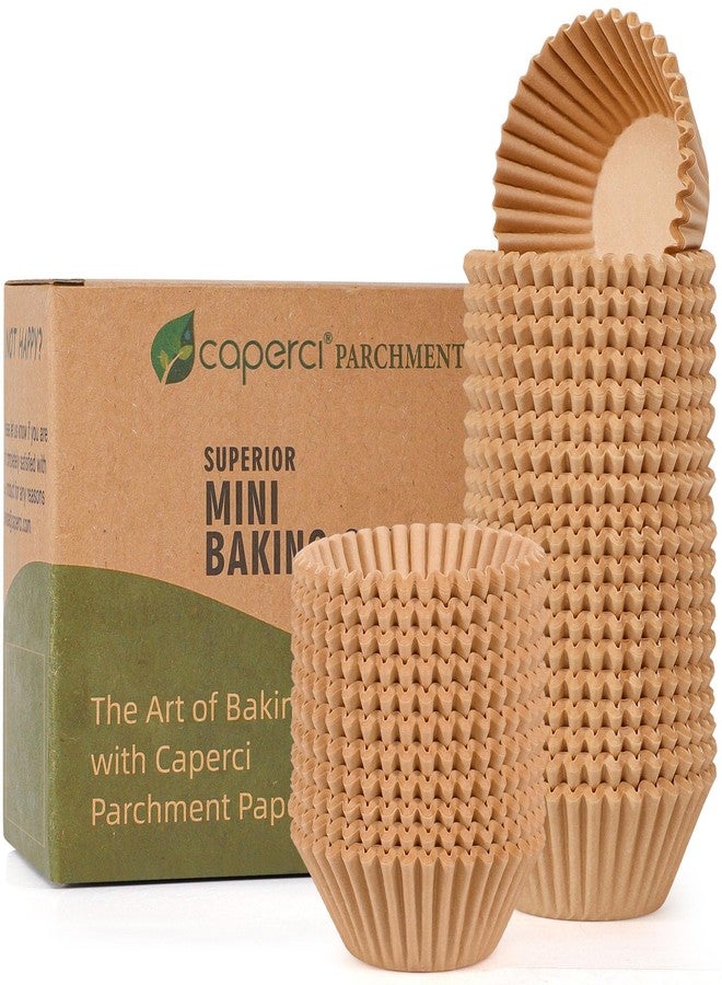 Caperci Parchment 400pcs Mini Cupcake Liners for Baking - Natural Paper Muffin Liners for Mini Muffin Pan, Balanced Non-Stick/Excellent Grease-proof, No Smell, Food Grade (Natural) - Image 1