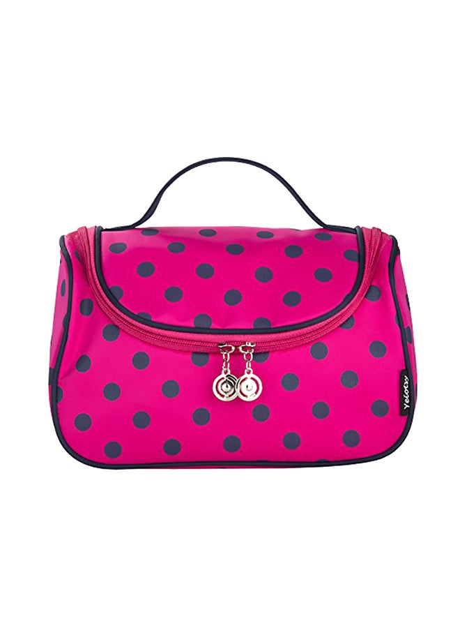 Yeiotsy Travel Cosmetic Bag â€“ Polka Dots Makeup Travel Organizer, Hanging Toiletry Bag for Women (Rose Red) - Image 1