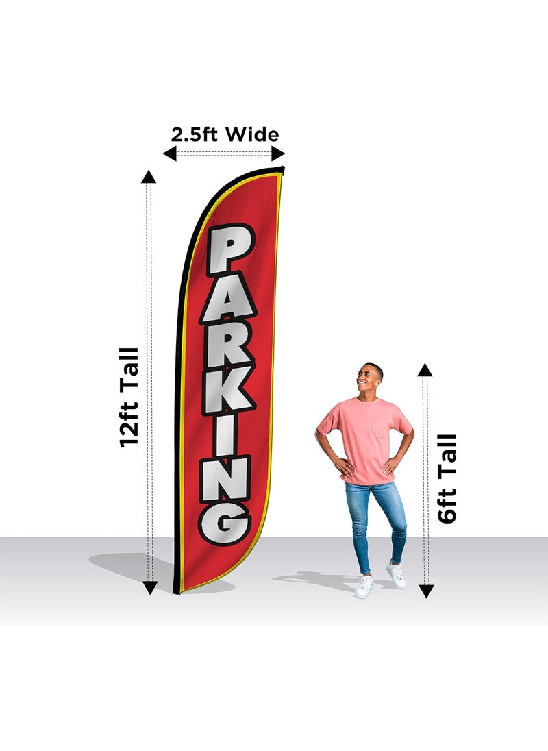 LookOurWay LookOurWay Feather Flag Banner  12 Feet Tall Advertising Flags for Outside Business and Events Promotion  Swooper Flag Only  Parking 10M1200081  - Image 3