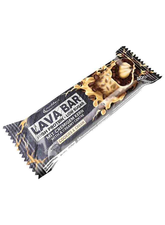 IronMaxx Lava Protein Bar | 18 x 40g | Cookies and Cream Flavour, Creamy Core, High Protein, Low Sugar - Image 1
