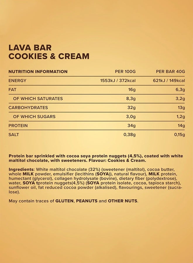 IronMaxx Lava Protein Bar | 18 x 40g | Cookies and Cream Flavour, Creamy Core, High Protein, Low Sugar - Image 5