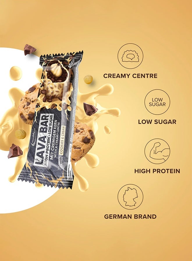 IronMaxx Lava Protein Bar | 18 x 40g | Cookies and Cream Flavour, Creamy Core, High Protein, Low Sugar - Image 3
