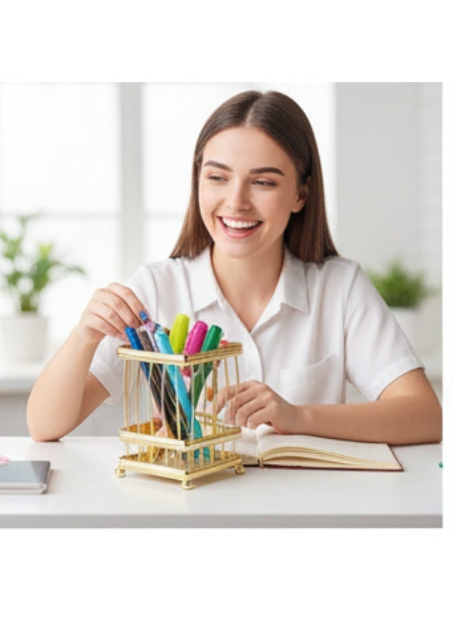 بورات صينية أدوات مائدة بورات الفاخرة - حامل أدوات من الحديد الزهر الذهبي | منظم مطبخ أنيق ومتين | مساحة تخزين على سطح الطاولة موفرة للمساحة | منظم أدراج وأدوات مائدة - Image 3