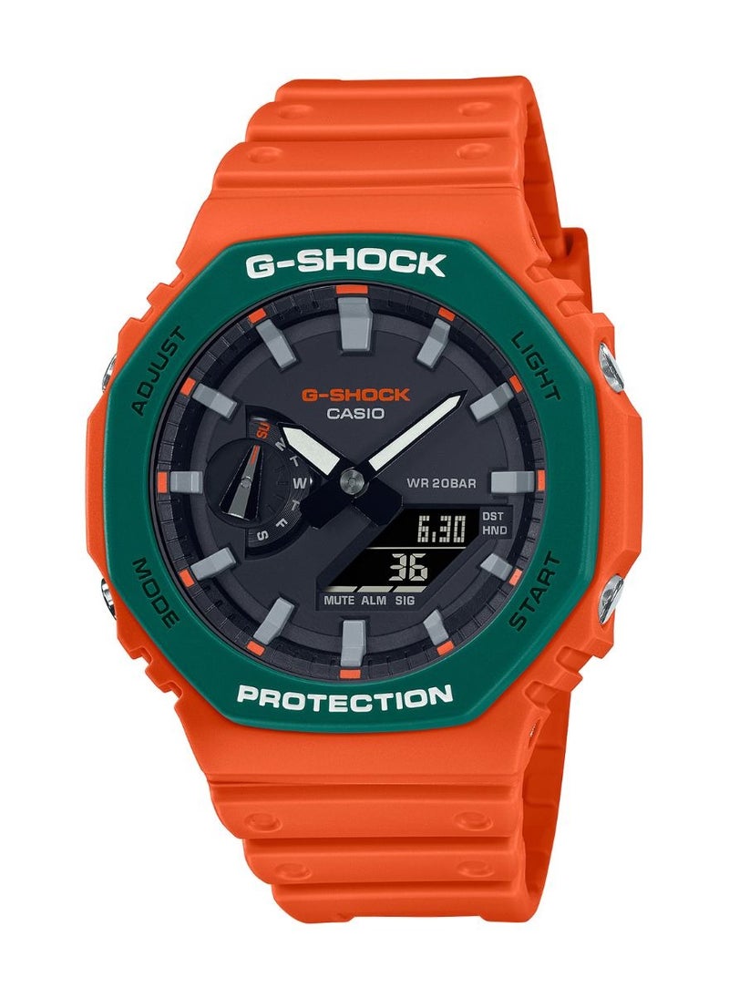CASIO - Casio G shock Octagon Shape Resin Band Analog & Digital Wrist Watch 45 mm - Orange - GA-2110SC-4ADR - Image 1