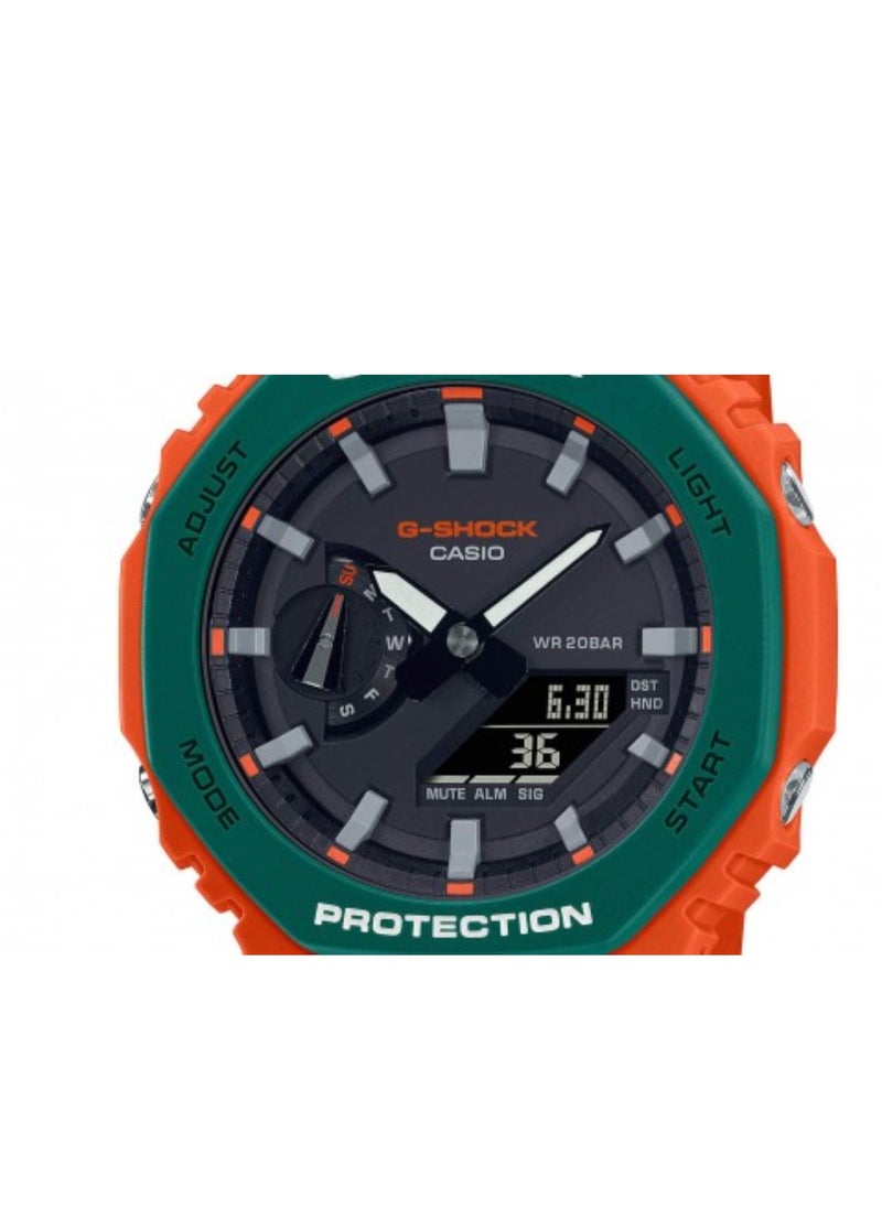 CASIO - Casio G shock Octagon Shape Resin Band Analog & Digital Wrist Watch 45 mm - Orange - GA-2110SC-4ADR - Image 1