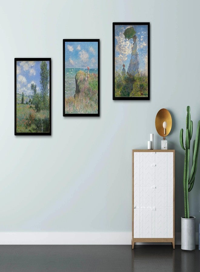 OKEXCKK Woman with a Parasol by Claude Monet Canvas Wall Art, Oil Painting Impressionism Classic Artwork Pictures with Black Framed for Home Decor - 16"x24" - Image 4