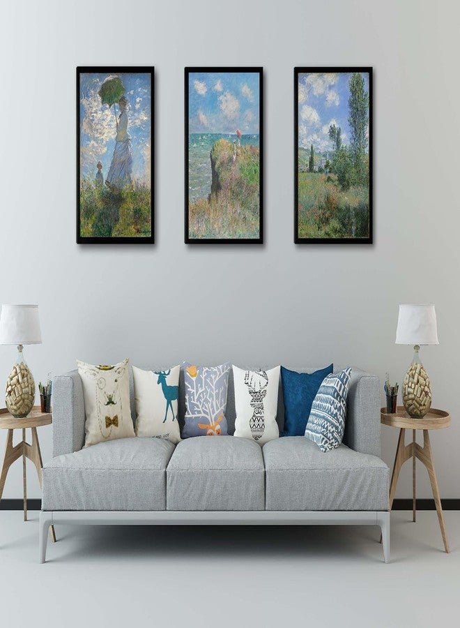 OKEXCKK Woman with a Parasol by Claude Monet Canvas Wall Art, Oil Painting Impressionism Classic Artwork Pictures with Black Framed for Home Decor - 16"x24" - Image 3