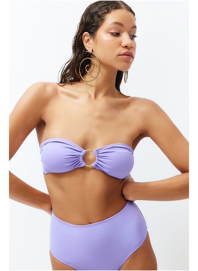 trendyol - Lilac Strapless Accessorized Bikini Top TBESS22BU00001 - Image 1