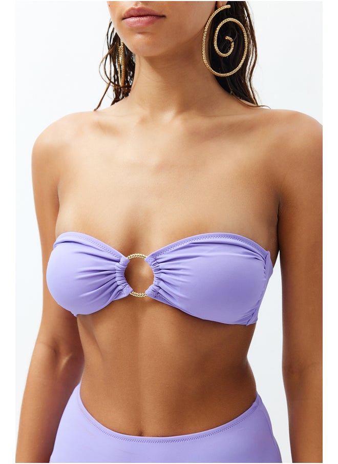 trendyol - Lilac Strapless Accessorized Bikini Top TBESS22BU00001 - Image 1