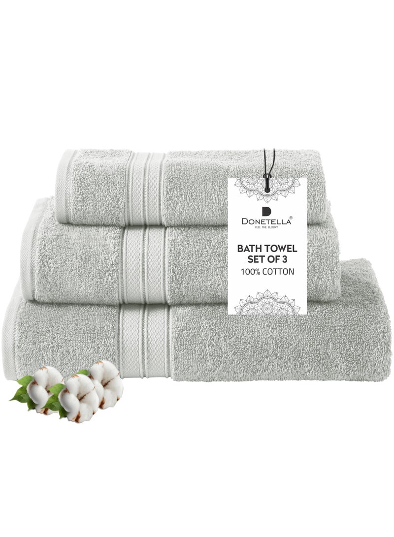 دوناتيلا قسط منشفة 3 قطع مجموعة ، 100 ٪ بتمشيط القطن 600 غسم ، ماصة للغاية ، سريعة الجافة منشفة مجموعة تشمل 1 منشفة حمام ، 1 ورقة حمام ، 1 منشفة اليد ، أفضل مجموعة للحمام رياضة ، فندق ومنتجع صحي ، رمادي فاتح - Image 1