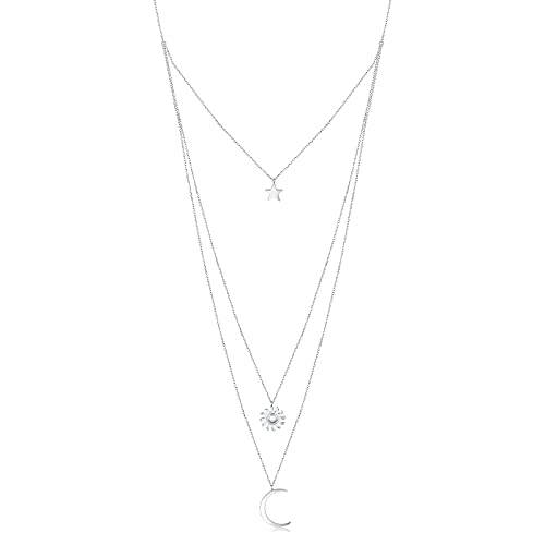 SILVER MOUNTAIN S925 Sterling Silver Multilayer layered Triple Chain Long Y Choker Pendant Necklace for Women Jewelry - Image 1
