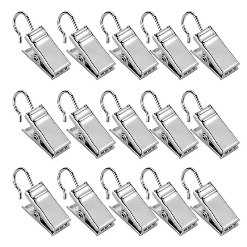 36pcs Heavy Duty Shower Curtain Hooks Easy Install Silver Hardware - Image 3