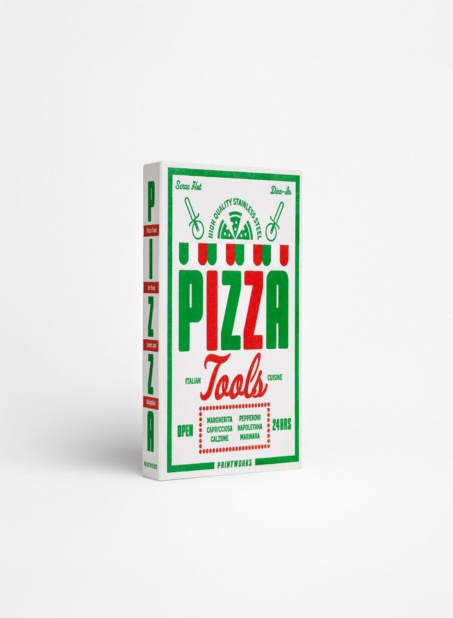 Printworks The Essentials, Pizza Tools - Pizza Cutter & Server Spatula Set with All the Accessories You Need in an Elegant Book-Style Case - Image 2