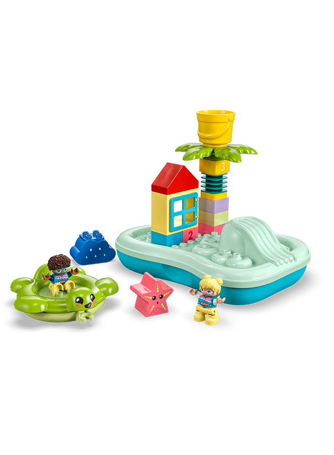 LEGO Duplo Town Water Park 10989 Educational Building Toy Set For Toddlers Aged 2+; Features A Floating Turtle Ring And Water Bucket To Encourage Imaginative Play In The Bath (19 Pieces)