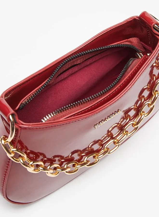 فلورا بيلا من شو إكسبرس Textured Shoulder Bag with Chain Strap and Zip Closure