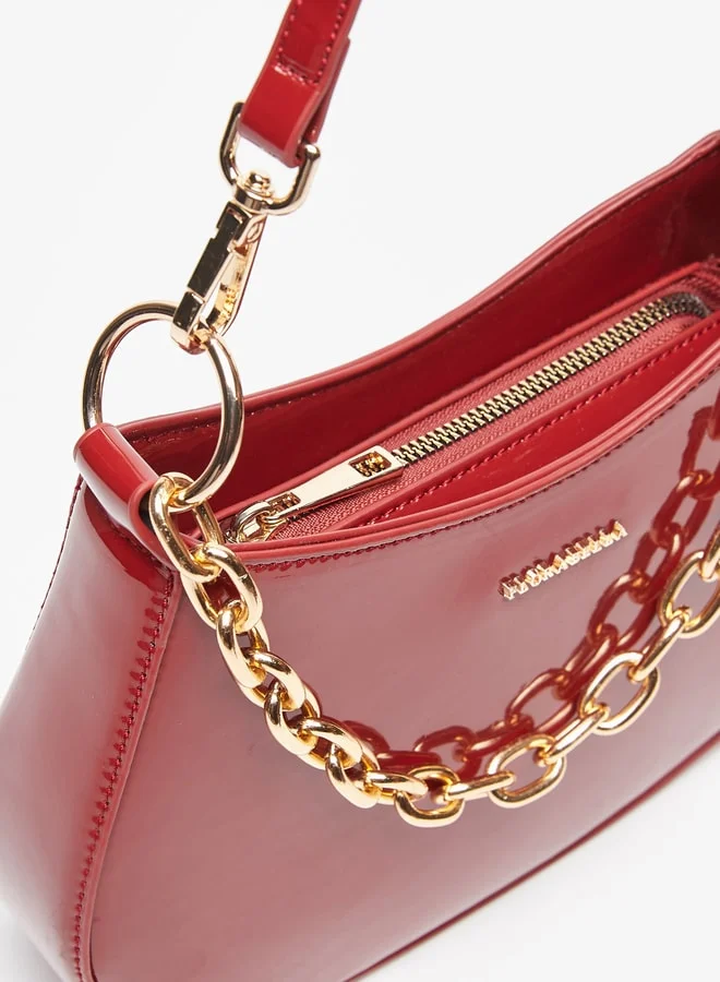 فلورا بيلا من شو إكسبرس Textured Shoulder Bag with Chain Strap and Zip Closure