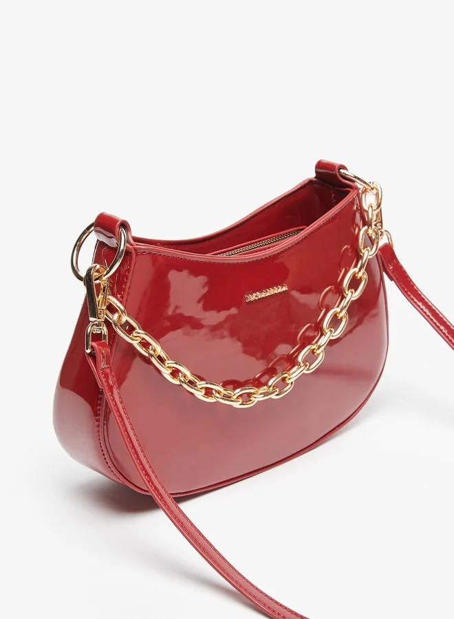 فلورا بيلا من شو إكسبرس Textured Shoulder Bag with Chain Strap and Zip Closure