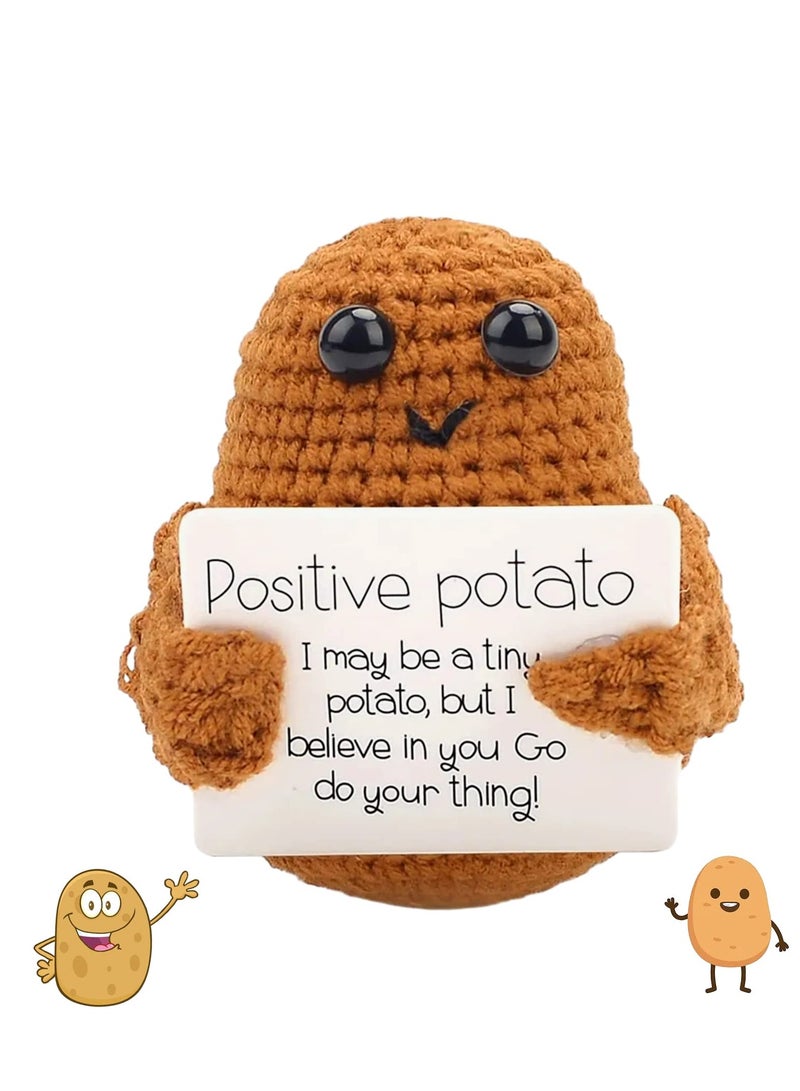 SOLARAE Positive Potato Pocket Hug, Funny Positive Potato Knitted Plush Doll, Soft Novelty Funny Knitted Potato Doll, for Kids Adults, Birthday, New Year, Party Gift Decoration - Image 1