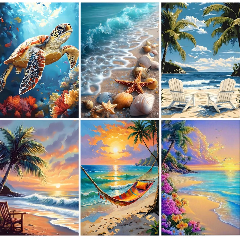 Ycydilirab 6 Pack 5D Diamond Painting for Adults - Diamond Art Kits for Adults,DIY Gem Painting Perfect for Gifts and Home Wall Decor 10x12inch - Image 1