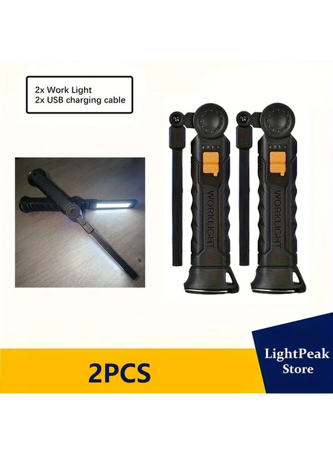 2pcs MACROCOSM Powerful LED Flashlight USB C Rechargeable Magnetic Base For Camping - Image 1