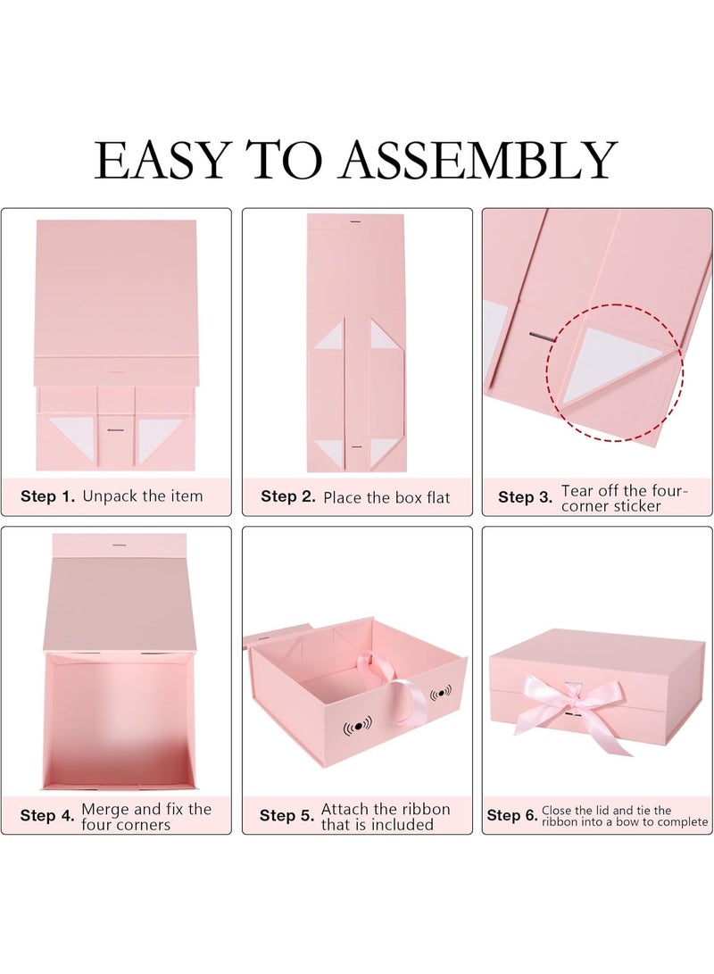 Gift Box with Magnetic, Large Gift Box with Ribbon， Gift Boxes for Birthday, Wedding, Graduation，Pink - Image 4