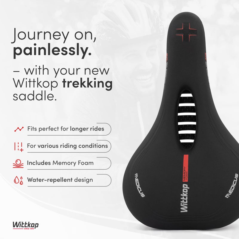 Wittkop Bike Seat, Waterproof Bicycle Saddle for Comfort, Mountain & Road Biking, Wide Bike Seats for Men & Women, BMX, MTB, Bike Seat Comfort, Waterproof Bike Saddle with Innovative 5-Zone-Concept - Image 2