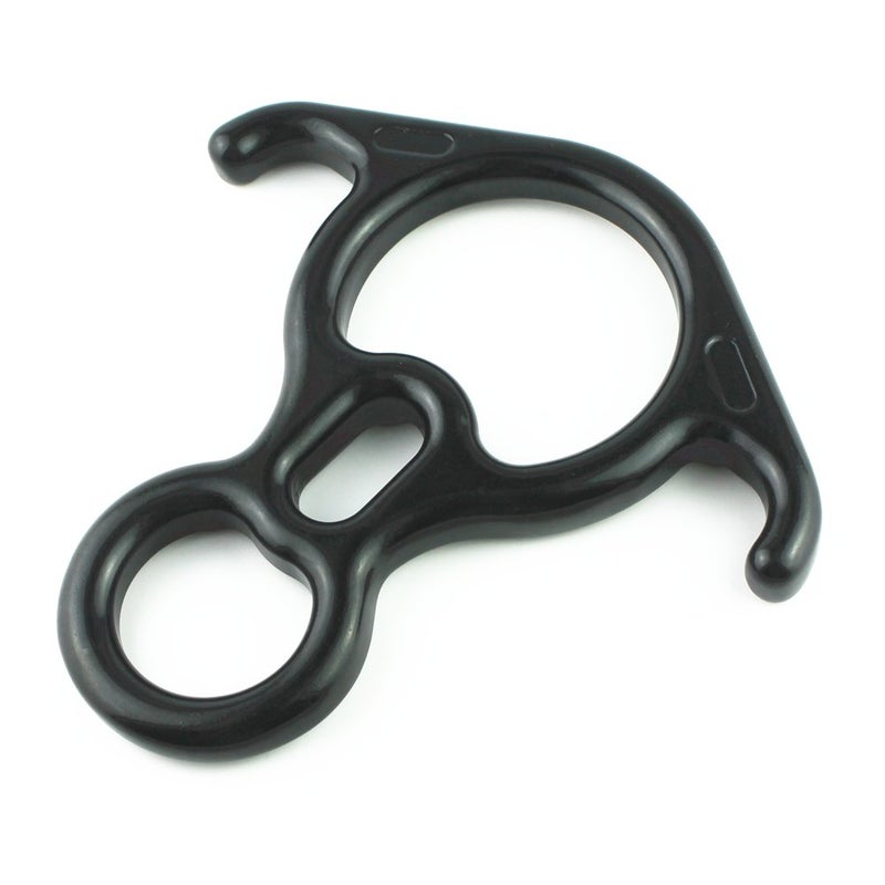 PROND Terminal 8 Descender, PROND Rescue Figure 8 Descender with Lock Off Ears, 50KN Aluminum Alloy Bent-Ear Descender for Climbing Rescuing Or Escaping Descender, Climbing Belay & Rappel Equipment (Black) - Image 2