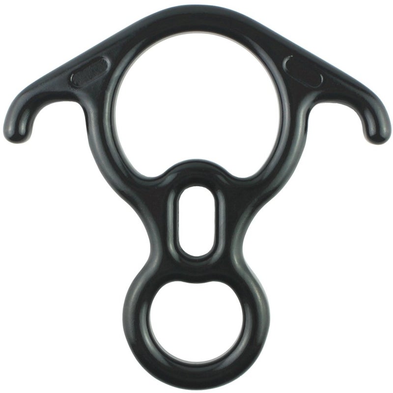 PROND Terminal 8 Descender, PROND Rescue Figure 8 Descender with Lock Off Ears, 50KN Aluminum Alloy Bent-Ear Descender for Climbing Rescuing Or Escaping Descender, Climbing Belay & Rappel Equipment (Black) - Image 1