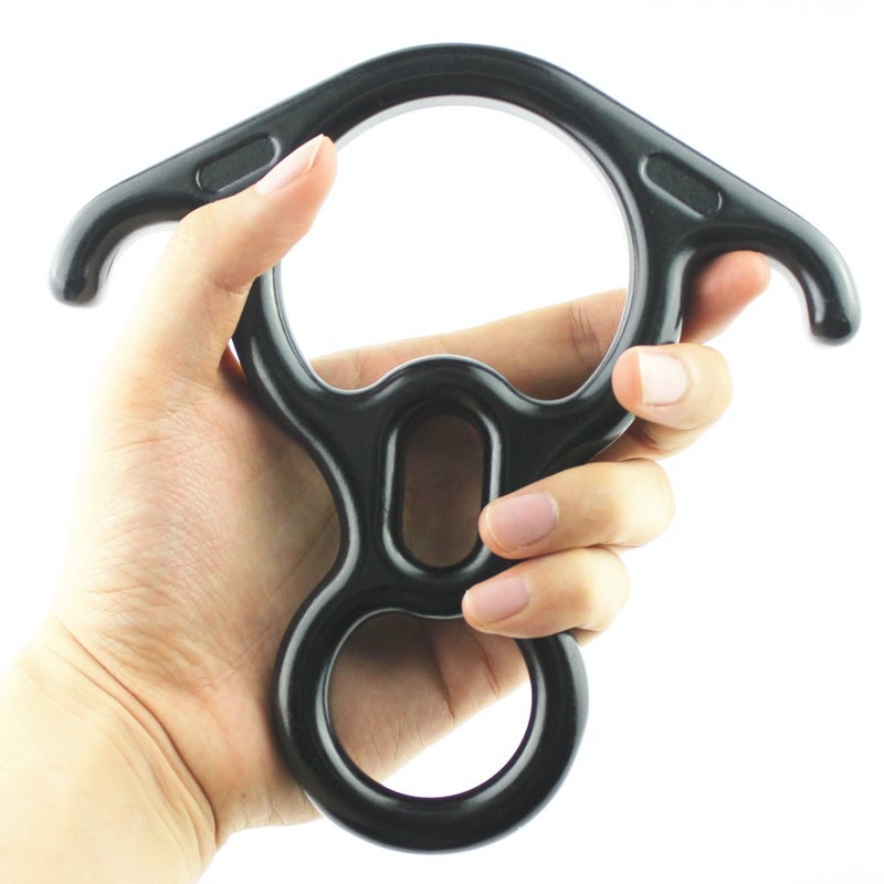PROND Terminal 8 Descender, PROND Rescue Figure 8 Descender with Lock Off Ears, 50KN Aluminum Alloy Bent-Ear Descender for Climbing Rescuing Or Escaping Descender, Climbing Belay & Rappel Equipment (Black) - Image 5