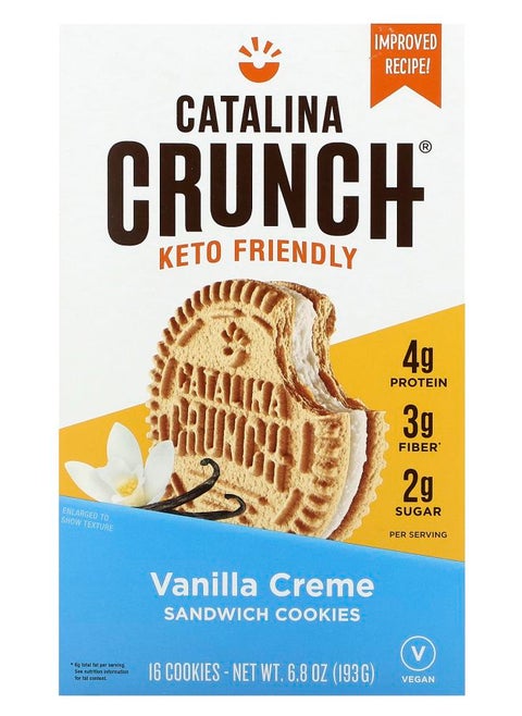 Keto Sandwich Cookies Vanilla Creme 16 Cookies 6.8 oz (193 g)