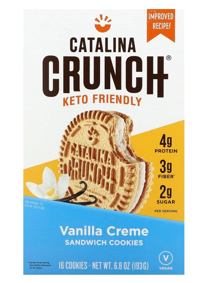 Keto Sandwich Cookies Vanilla Creme 16 Cookies 6.8 oz (193 g)