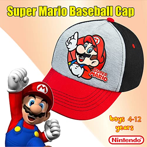 Nintendo Super Mario Boys Baseball Cap - Ages 4-12 Years - Many Styles and Colors - Adjustable - 100% Cotton (Classic Mario) - Image 2