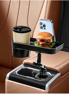 Reko Cup Holder Expander for Car Car Tray Multifunctional Cup Holder Tray, 360° Swivel Adjustable Car Food Eating Tray Table for Cup Holders, Mobile Phone Holder, Bottlle Drink Detachable Tray Table  - Image 2