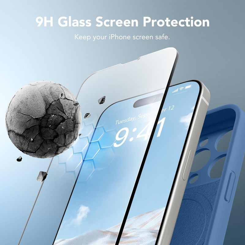 SUYDANBOX Magnetic for iPhone 14 Pro Case, Compatible with MagSafe, [Full Camera Protection][Screen Protector] Silicone Shockproof Protective Phone Case for iPhone 14 Pro 6.1", Lake Blue - Image 4
