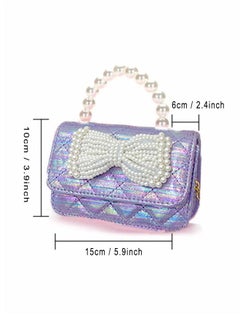 Bee Little Girls Handbags Princess Purses Gifts for Little Girls Gift Cute Toddler Purse Kids Baby Sparkly Bow Handbags Small Crossbody Shoulder Bags Toys Presents(Purple)  - Image 5