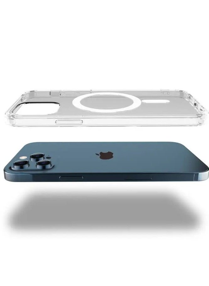MagSafe Wireless Charging Case For iPhone 12 Pro Max, Protective Cover, Transparent Case, MagSafe Charger, Anti-Fall, Anti-scratch, Comfortable grip, Shock-Absorbent, Supports Magnetic Wireless Charging, Transparent