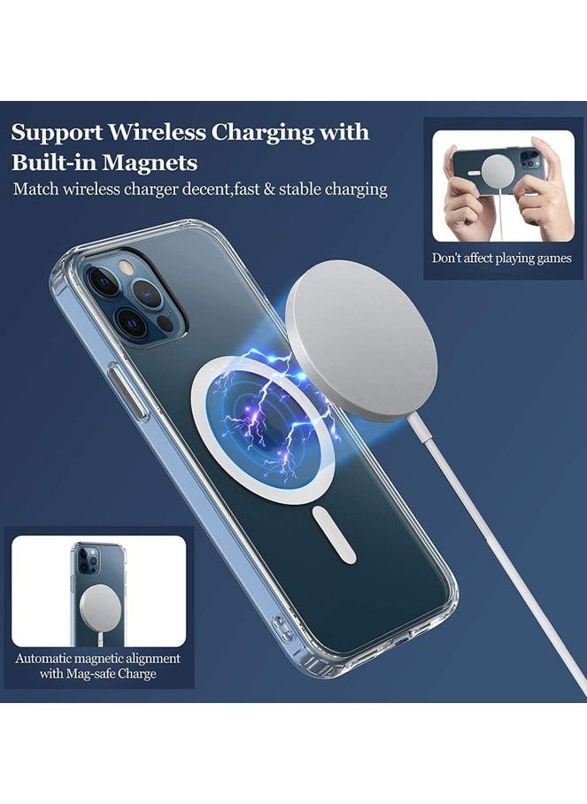 MagSafe Wireless Charging Case For iPhone 12 Pro Max, Protective Cover, Transparent Case, MagSafe Charger, Anti-Fall, Anti-scratch, Comfortable grip, Shock-Absorbent, Supports Magnetic Wireless Charging, Transparent