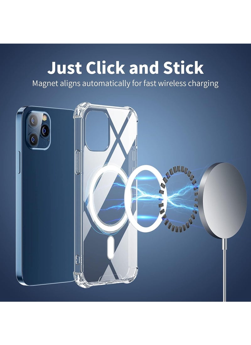 MagSafe Wireless Charging Case For iPhone 12 Pro Max, Protective Cover, Transparent Case, MagSafe Charger, Anti-Fall, Anti-scratch, Comfortable grip, Shock-Absorbent, Supports Magnetic Wireless Charging, Transparent