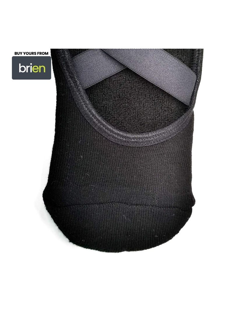 Y&D Yoga Socks for Women Non-Slip Grips & Straps with Carrying Pouch, One Size, Ideal Pilates, Pure Barre, Ballet, Dance, Barefoot Workout (2 Pairs, 1Black 1Grey)  - Image 4